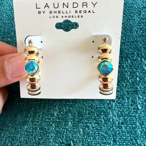 Laundry By Shelli Segal Gold and Blue Geometric Earrings